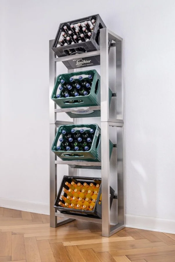Stainless steel crate rack for four crates vertical - view 1 Stainless steel crate rack for four crates vertical - view 1