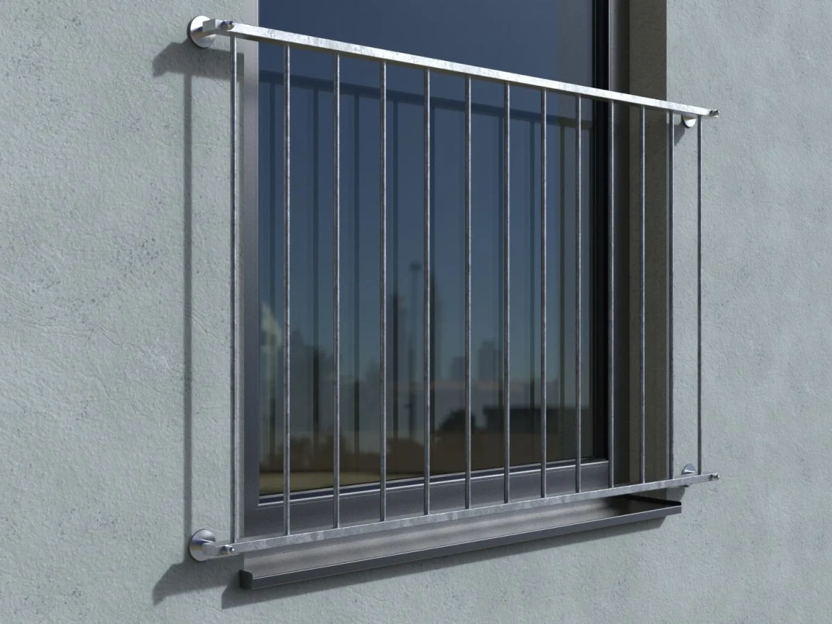 French balcony Basic galvanized - wall mounted in front - real