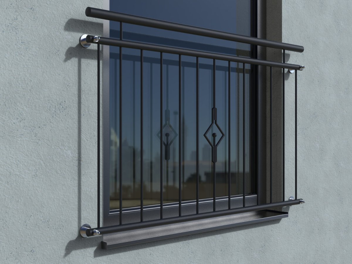 French balcony Dijon - powder coated - wall mounted in front - real