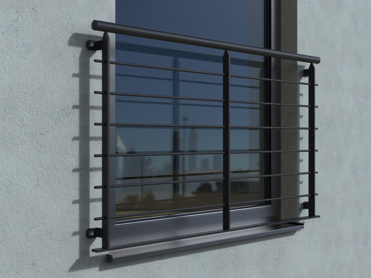 French balcony Line - powder coated - wall mounted in front - real