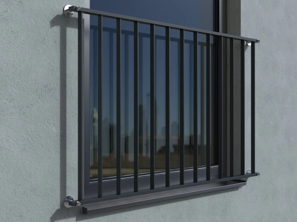 French balcony Basic 3 - powder coated - wall mounted in front - real