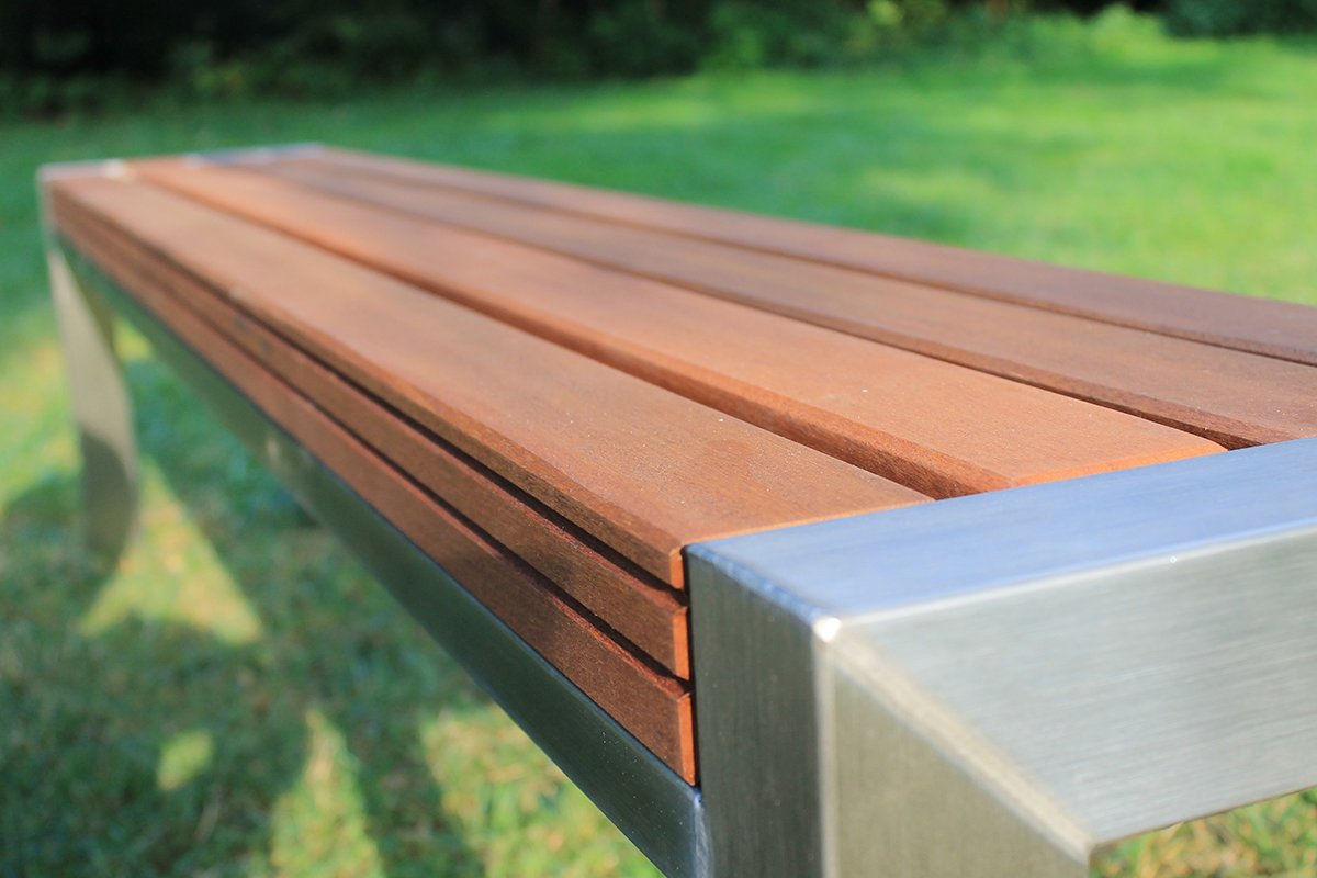 Picnic bench wood stainless steel combination 6
