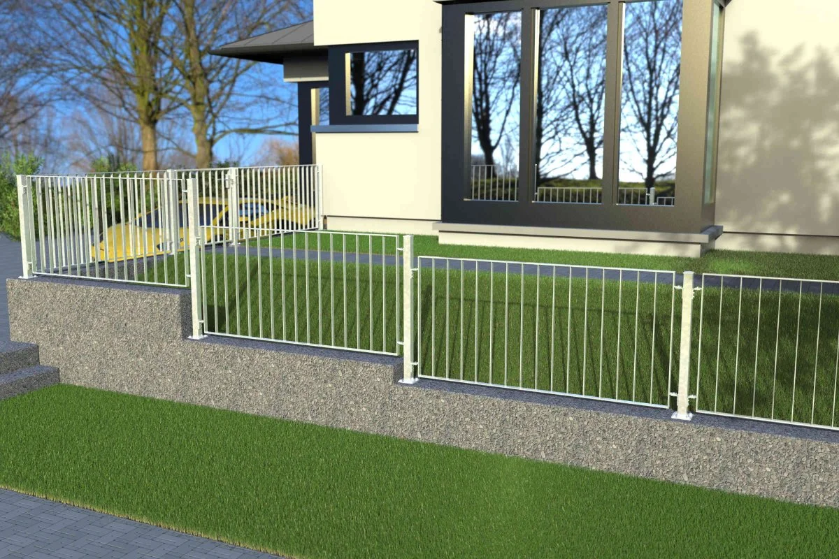 Metal fence, railing Basic 2 galvanised real Metal fence, railing Basic 2 galvanised real